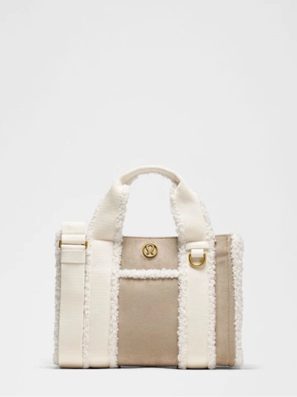 Lululemon Boxy Mini Tote Bag 4.5l Faux Shearling Trims Ivory